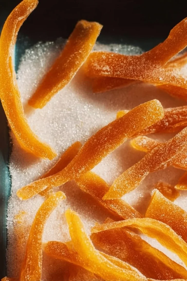 Delicious homemade candied orange peel on a plate