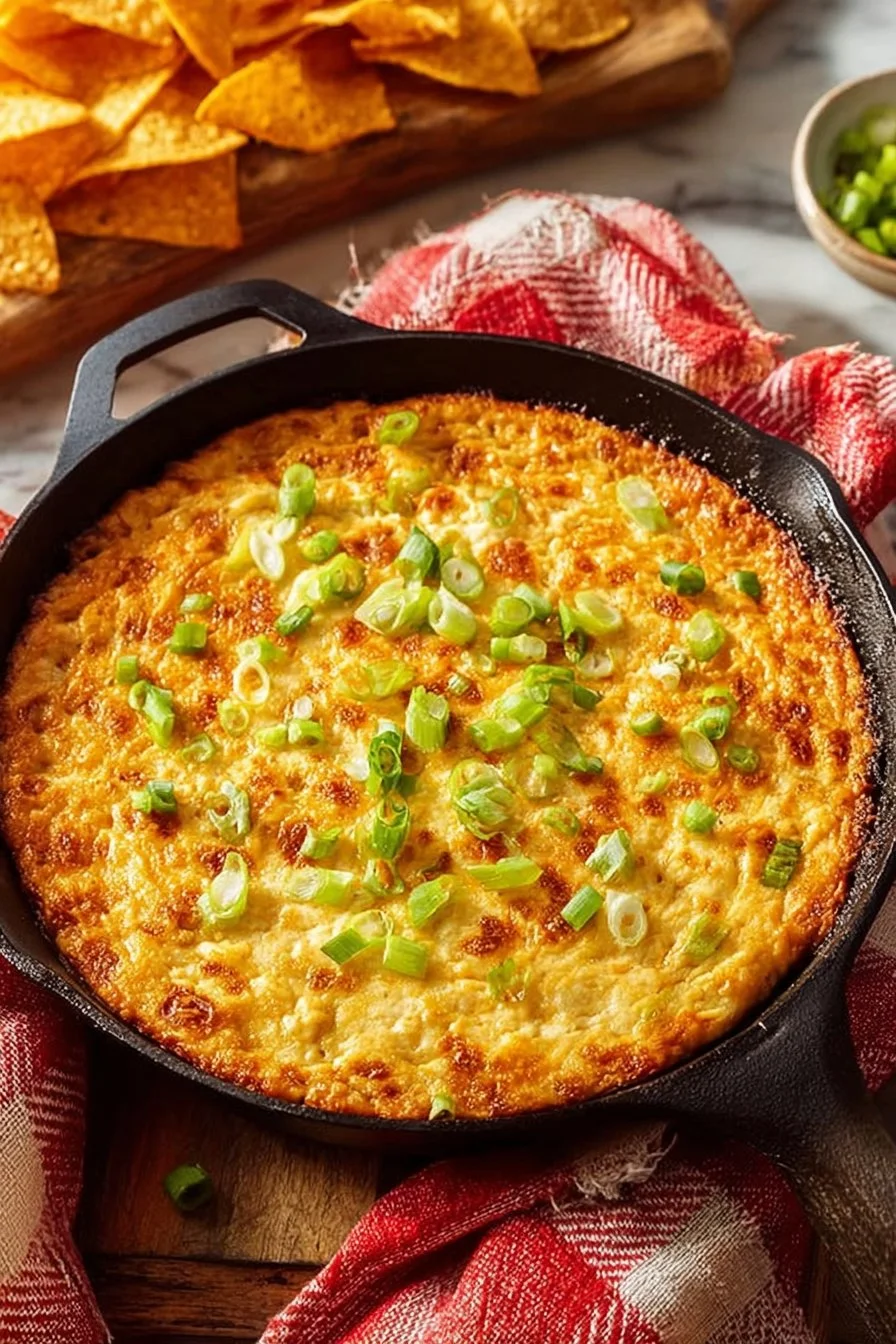 Delicious Classic Buffalo Chicken Dip served with tortilla chips