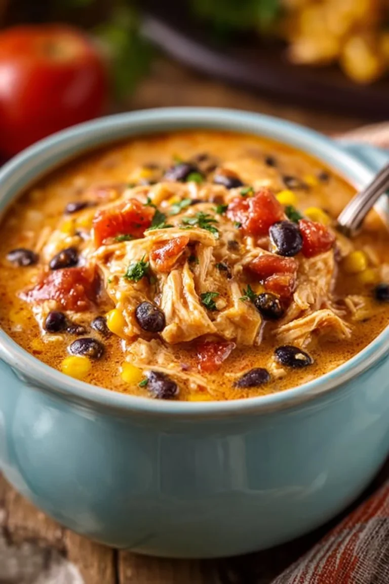 Classic Slow Cooker Crack Chicken Chili in a bowl, garnished with herbs.