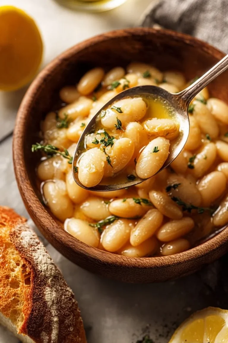 Plate of creamy white beans topped with Parmesan and lemon zest