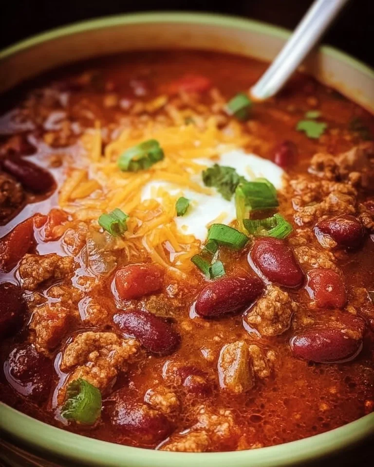 A bowl of delicious Crock Pot Chili garnished with fresh herbs.