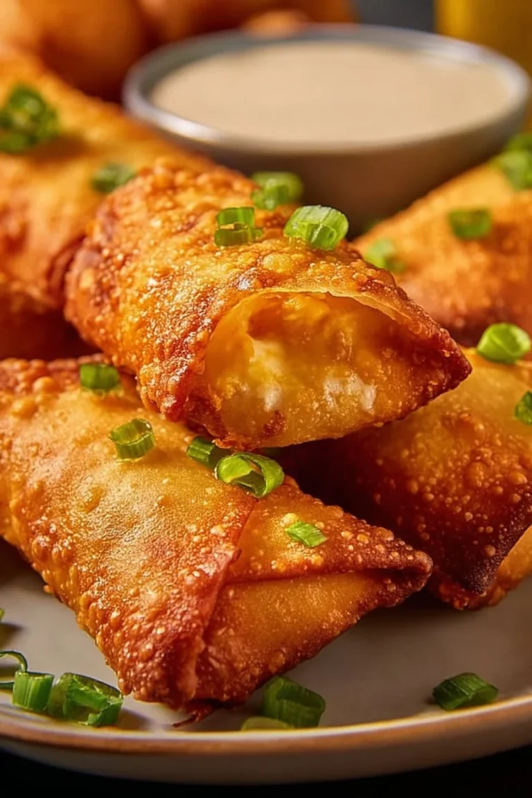 Crunchy Buffalo Chicken Dip Egg Rolls served on a platter