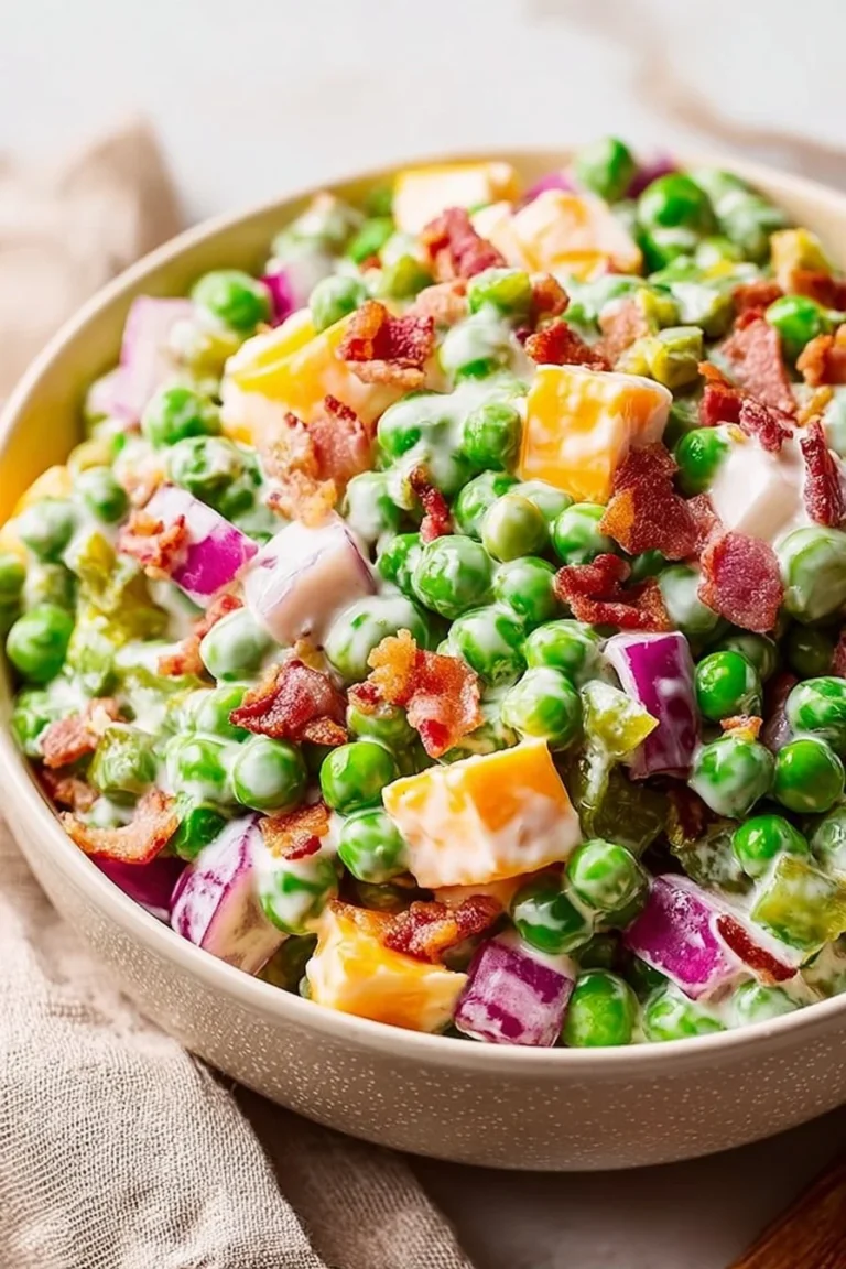 Colorful Easter Pea Salad with fresh vegetables in a bowl