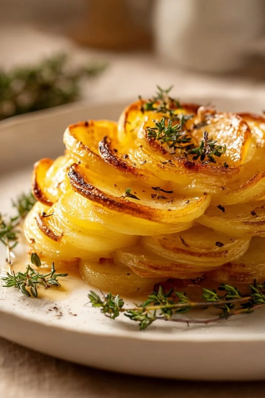 Delicious grilled scalloped potatoes cooked on the barbecue, perfect for outdoor meals.