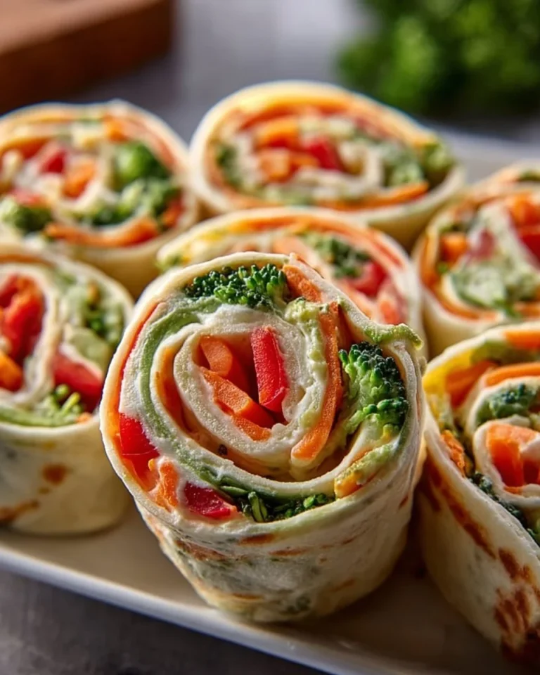 Fresh vegetable tortilla roll ups filled with colorful vegetables and herbs