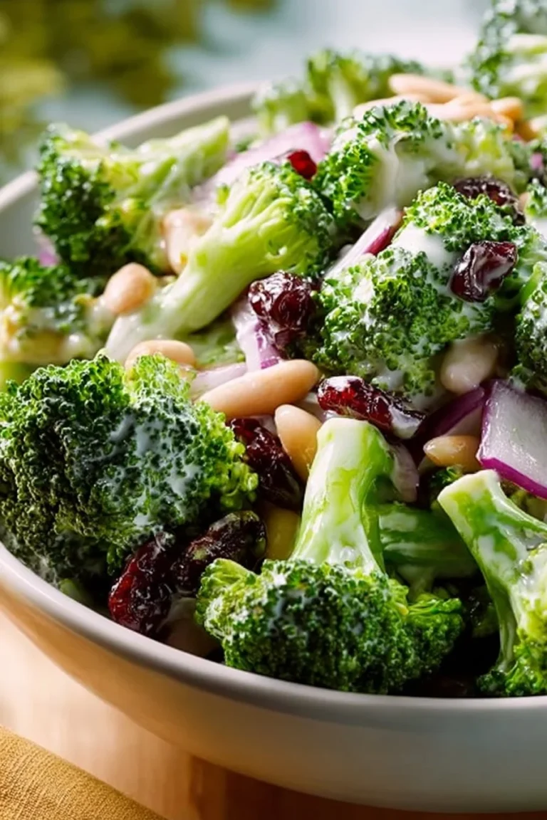 Delicious gluten and dairy free broccoli salad served in a bowl