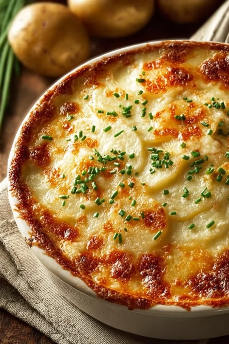 Homemade jalapeño scalloped potatoes baked to perfection with cheese and spice.