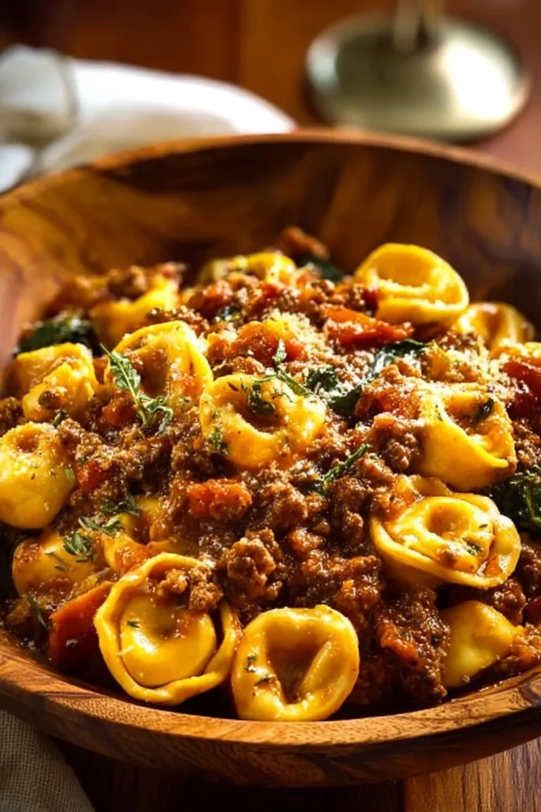 Homemade Marry Me Pasta with ground beef in a creamy sauce served in a bowl