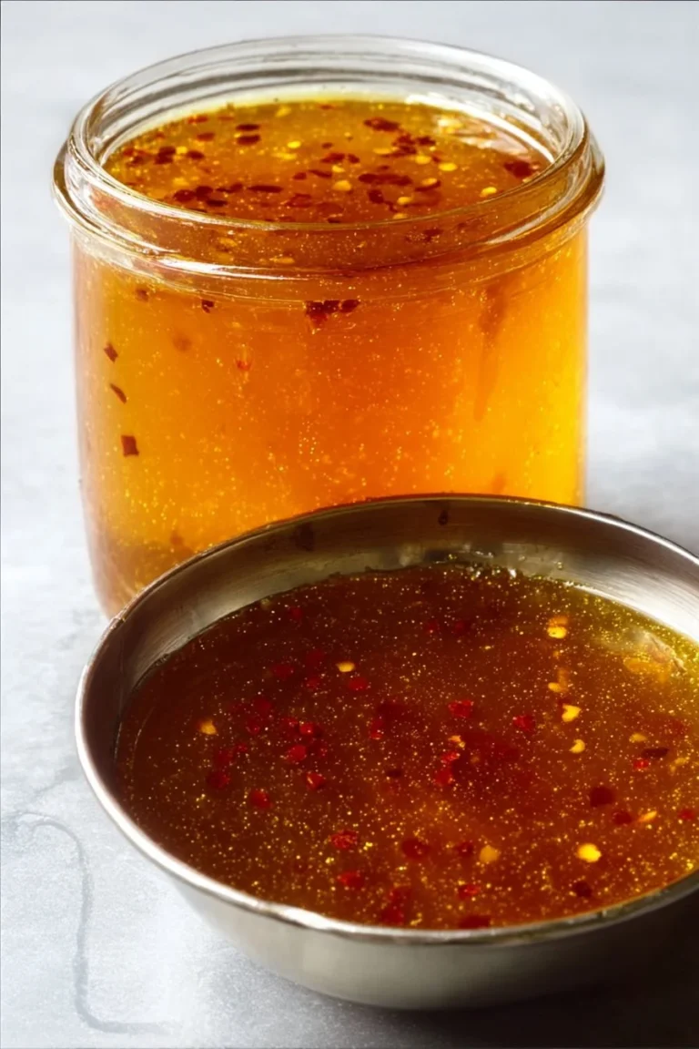 Bottle of hot honey drizzle for enhancing meals and desserts