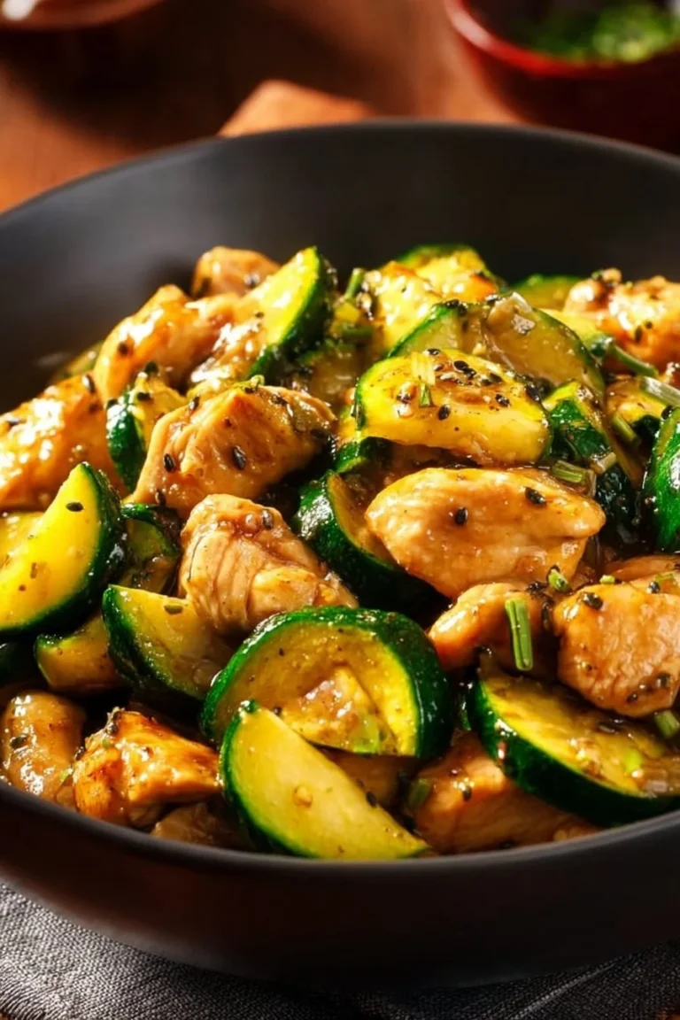 Delicious chicken zucchini stir fry served with vibrant vegetables