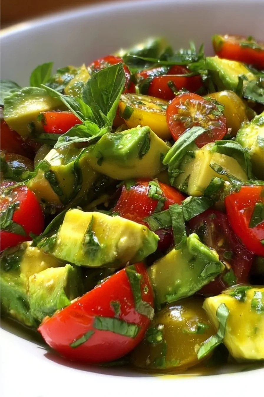 Delicious Keto Avocado Salad with fresh ingredients and healthy fats