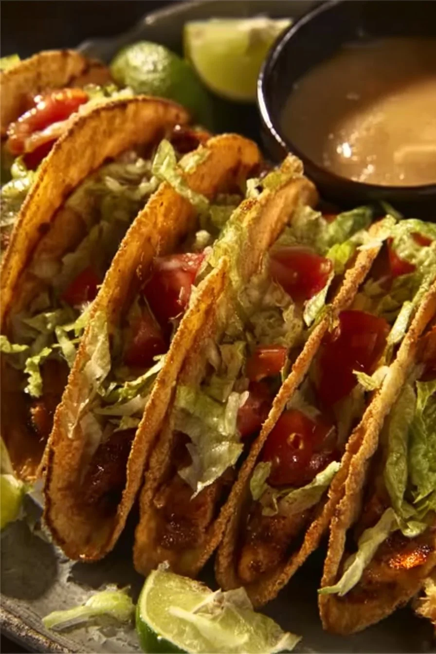 Delicious Keto Crispy Chicken Tacos served on a plate with fresh toppings