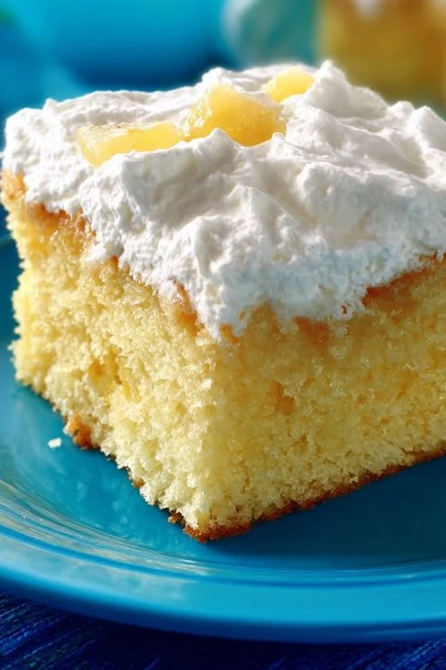 Delicious homemade Mandarin Orange Cake topped with fresh mandarin slices.