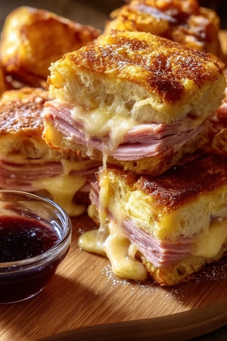 Delicious Monte Cristo sliders served on a platter
