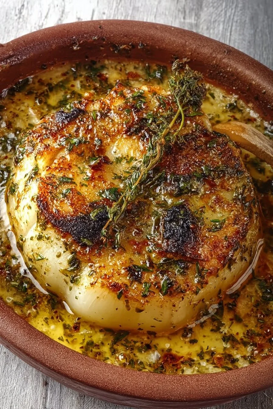 Delicious onion bake dish served hot with a golden crispy topping.