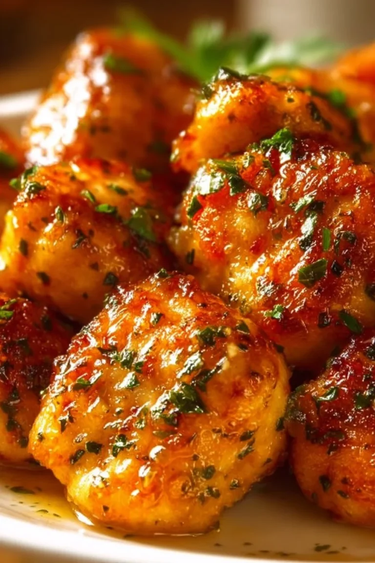 Oven baked chicken bites crispy and golden on a baking tray