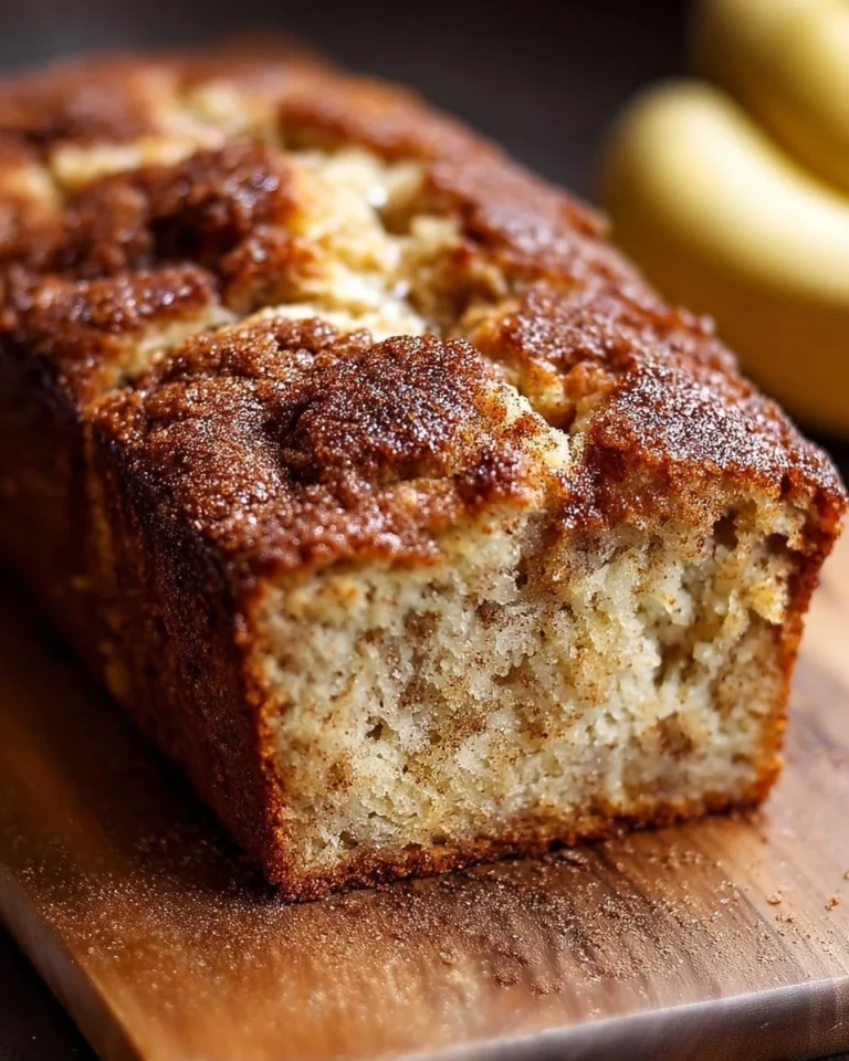Delicious snickerdoodle banana bread with cinnamon topping