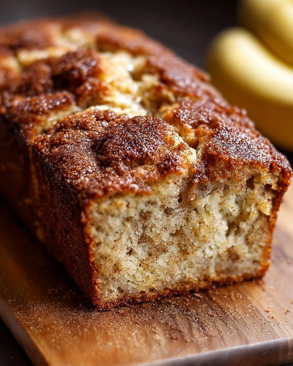 Delicious snickerdoodle banana bread with cinnamon topping