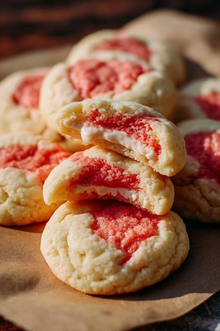 Delicious homemade Strawberry Cheesecake Cookies on a plate.