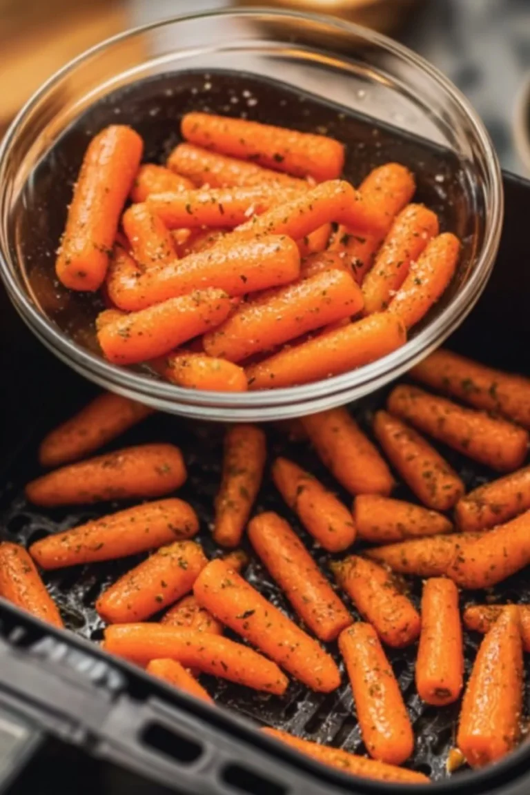 Crispy air fryer baby carrots served in a bowl