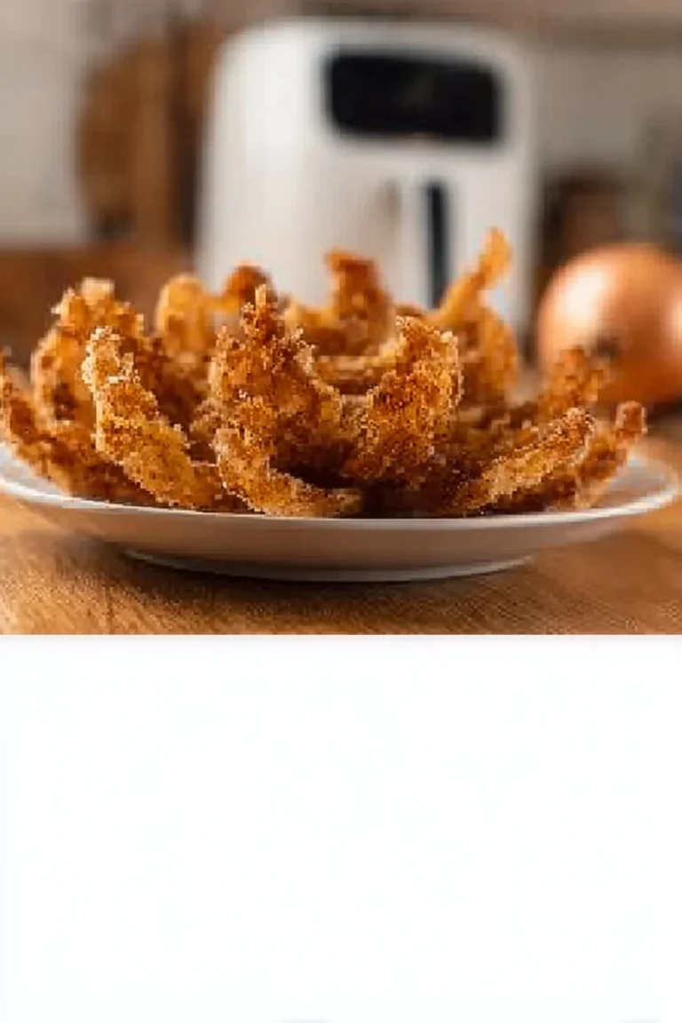 Crispy air fryer blooming onion served with dipping sauce