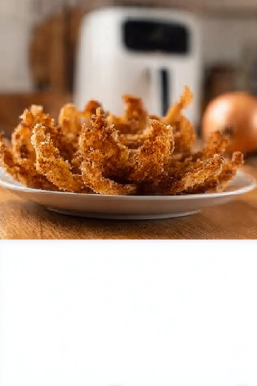 Crispy air fryer blooming onion served with dipping sauce