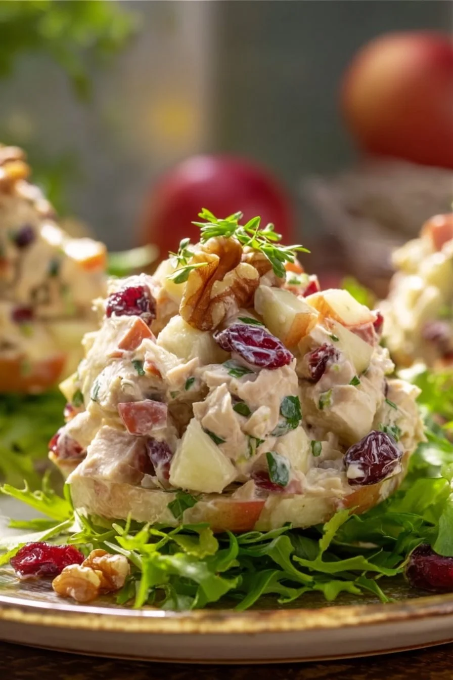 Delicious Apple Chicken Salad with fresh ingredients and vibrant colors.
