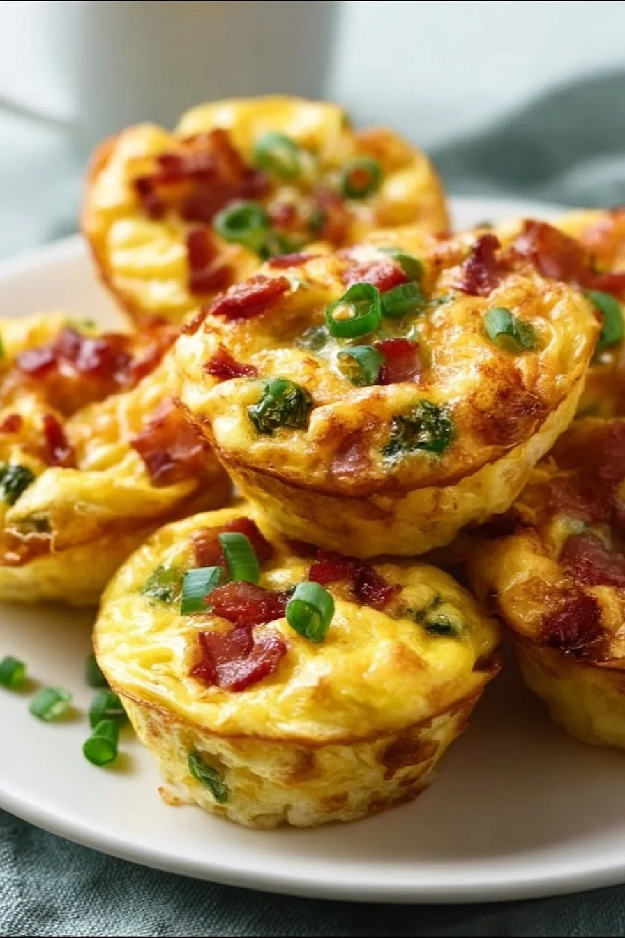 Homemade Bacon and Egg Muffins served on a wooden table