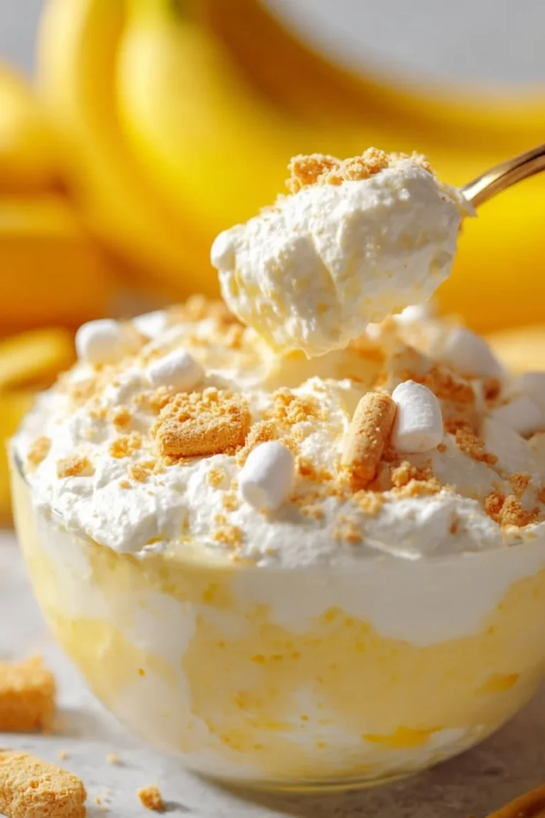 Delicious Banana Pudding Fluff Salad served in a bowl
