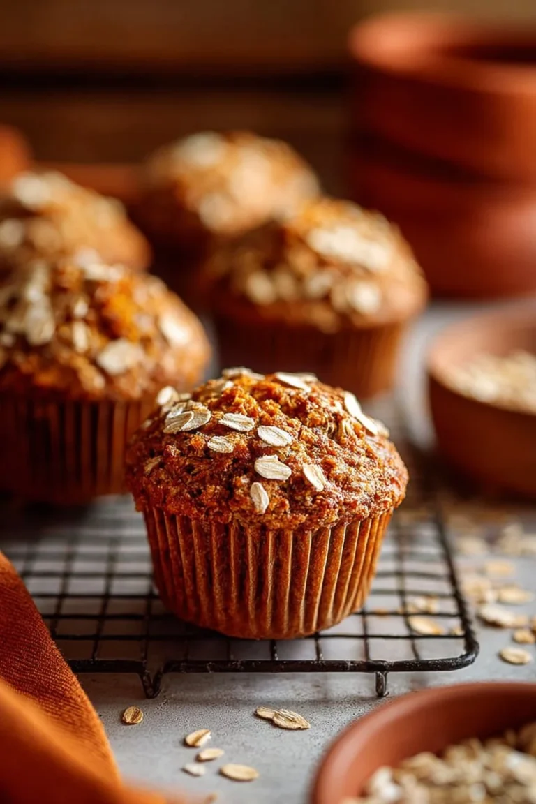 Healthy blender muffins recipe featuring oatmeal, carrots, and apples.
