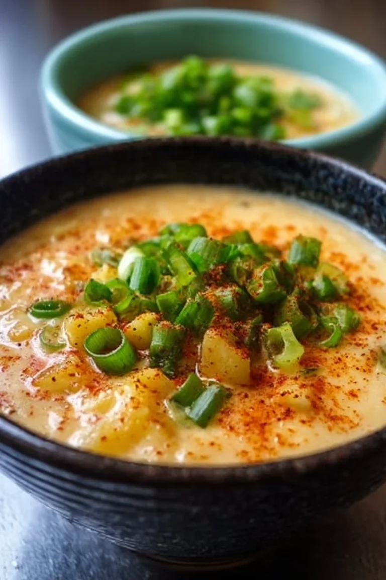 Delicious bowl of Cajun Potato Soup garnished with fresh herbs