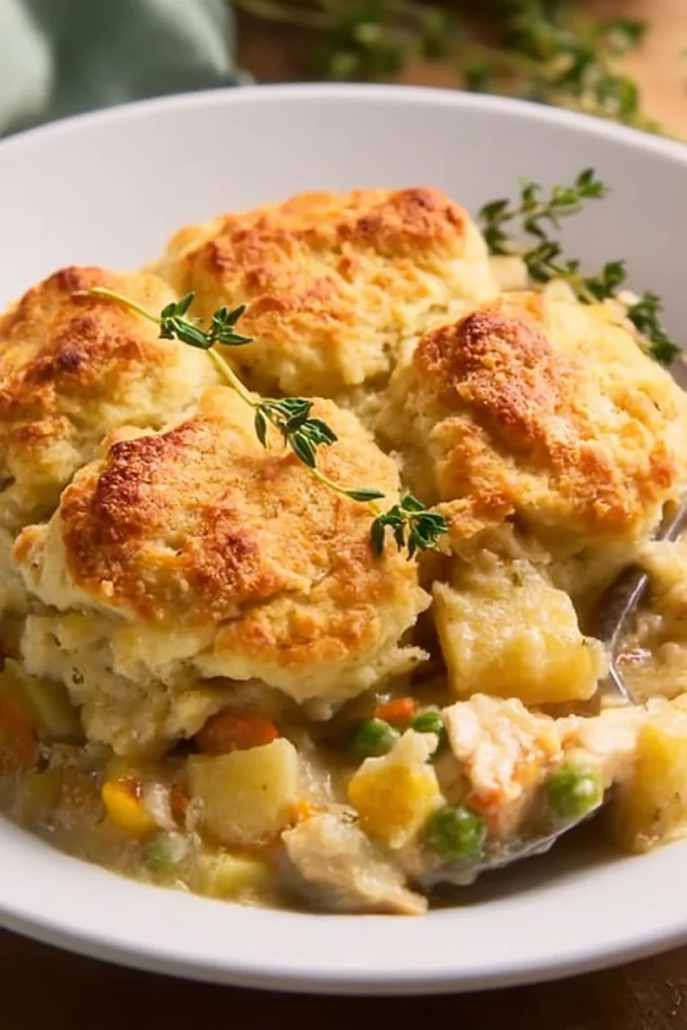 Delicious Chicken Pot Pie Casserole topped with flaky crust and filled with chicken and vegetables.