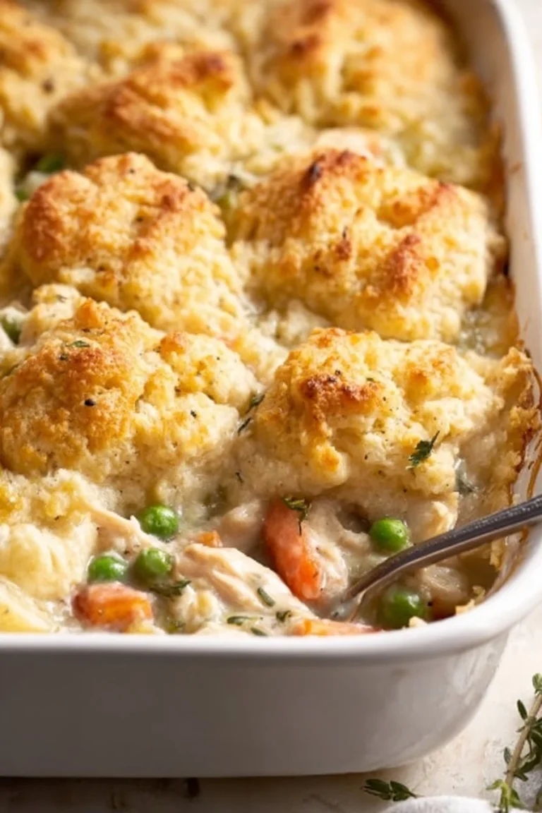 Delicious Chicken Pot Pie Casserole served in a dish