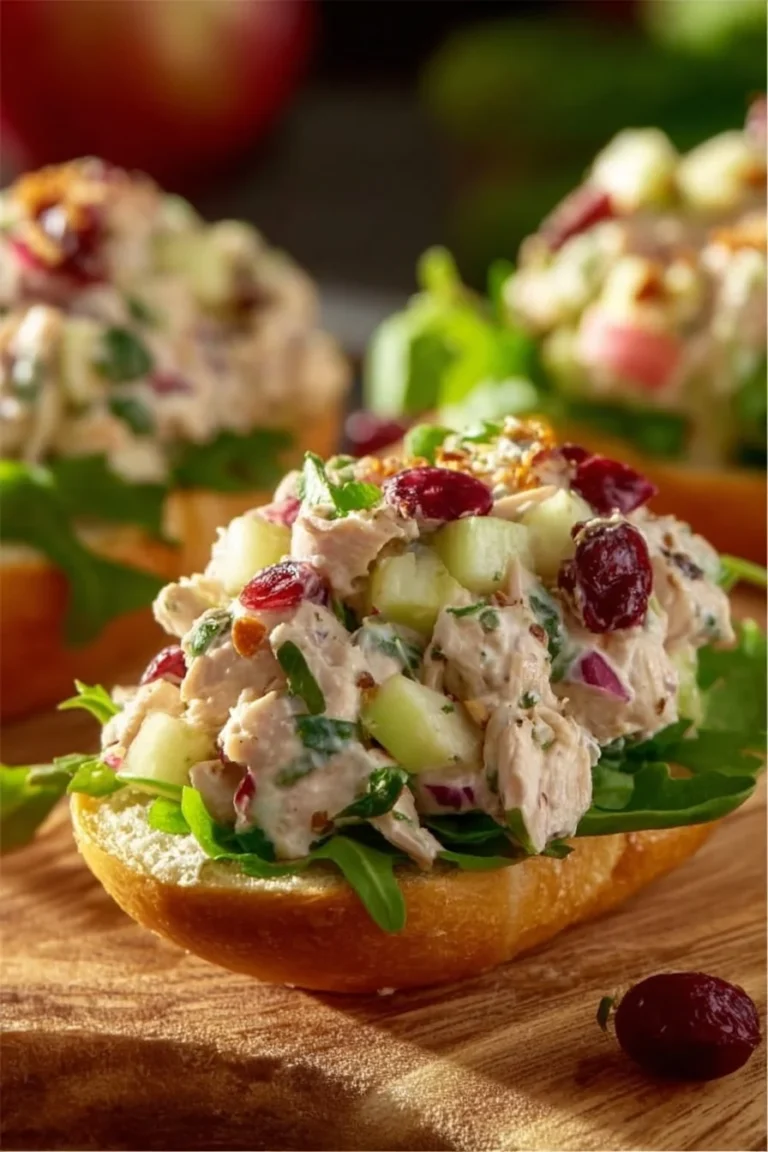 Delicious chicken salad with apples and fresh ingredients