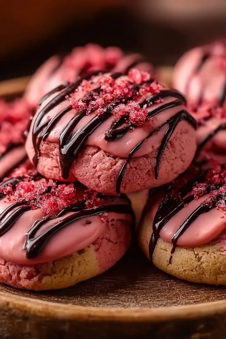 Delicious chocolate covered strawberry cookies on a plate