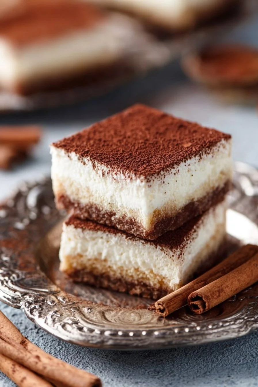 Delicious Churro Cheesecake Bars topped with cinnamon sugar