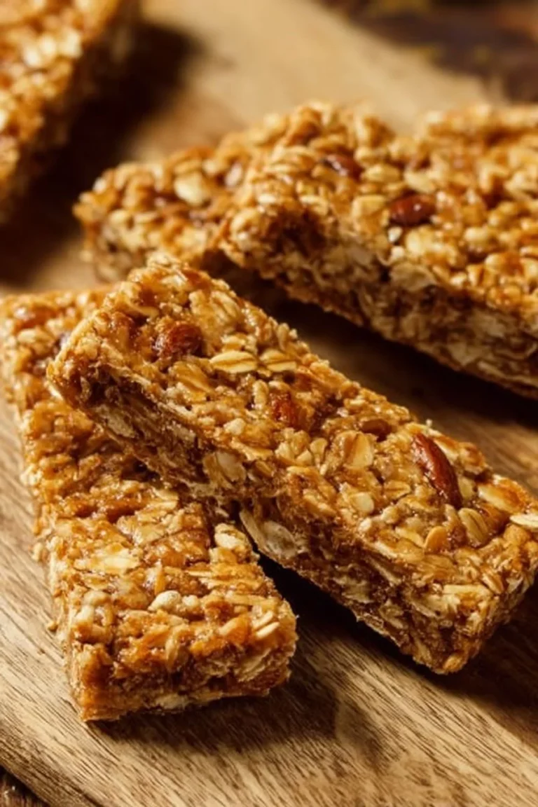 Homemade copycat Nature Valley granola bars stacked on a plate