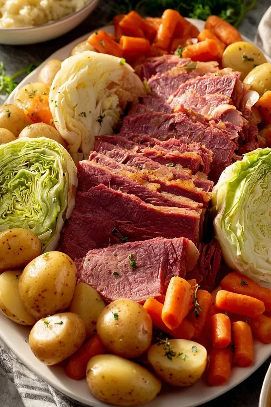 Delicious corned beef and cabbage served on a plate