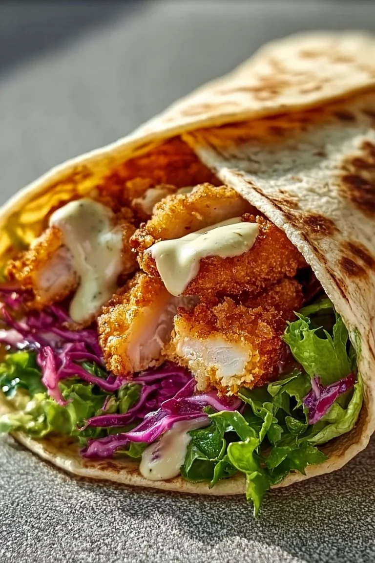 Crispy Chicken Ranch Snack Wrap with lettuce and ranch dressing