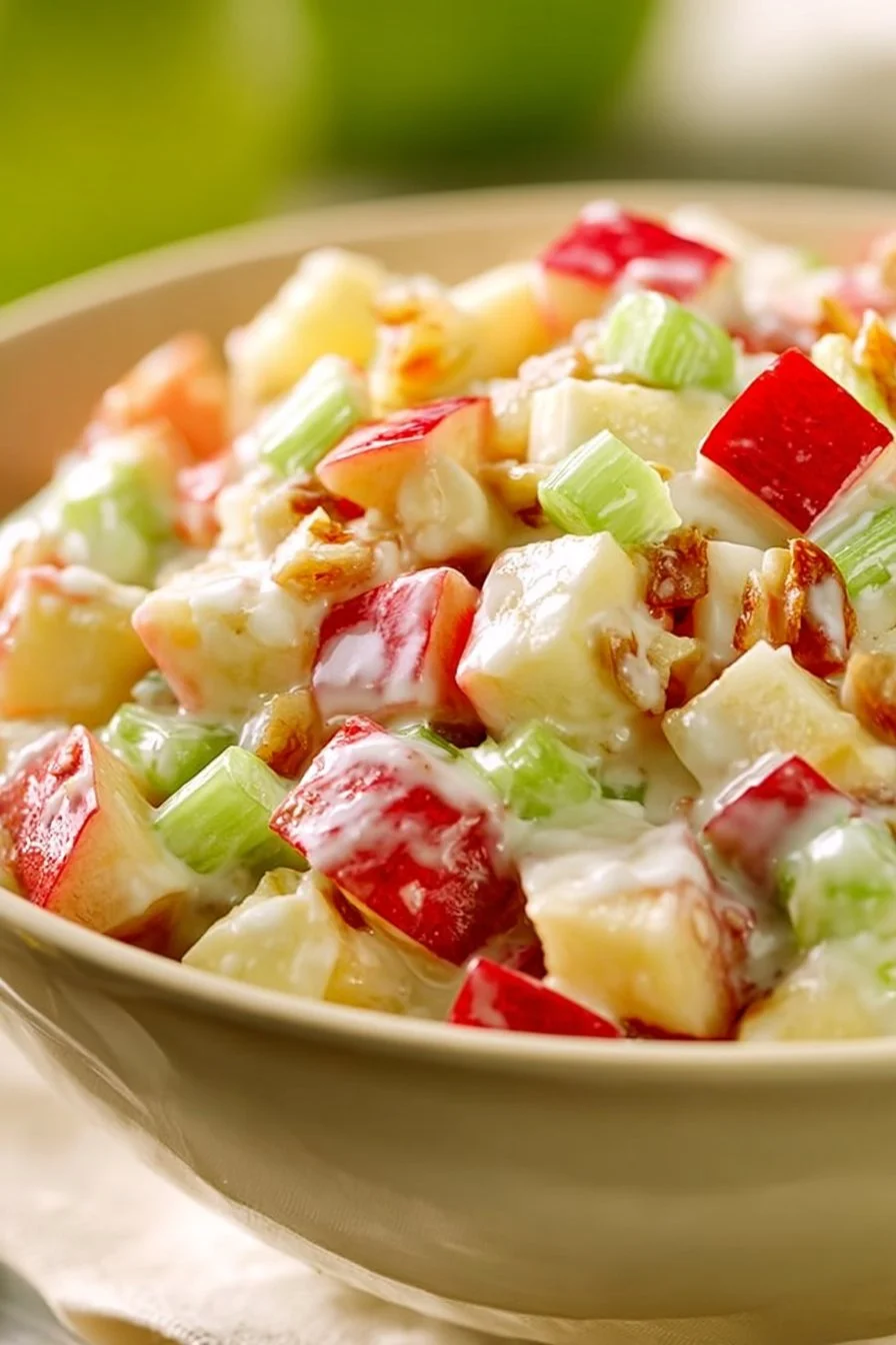 Crispy Easter Apple Salad with fresh apples and colorful toppings