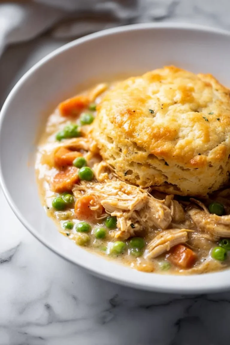 Delicious homemade Crock Pot Chicken Pot Pie with fresh vegetables and flaky crust