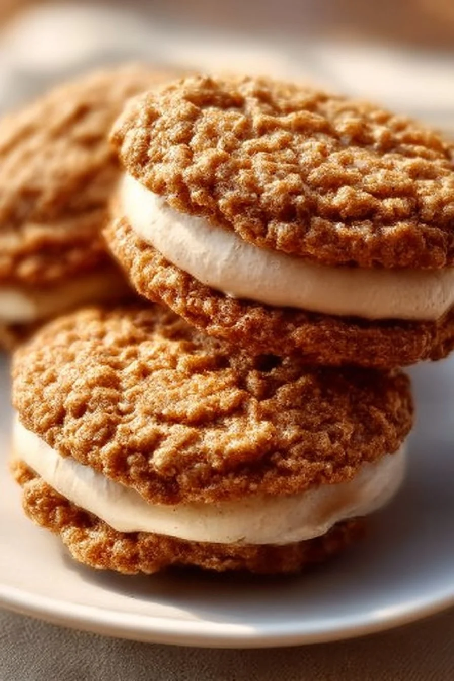 Delicious banana oatmeal cream pies with creamy filling and oatmeal cookies