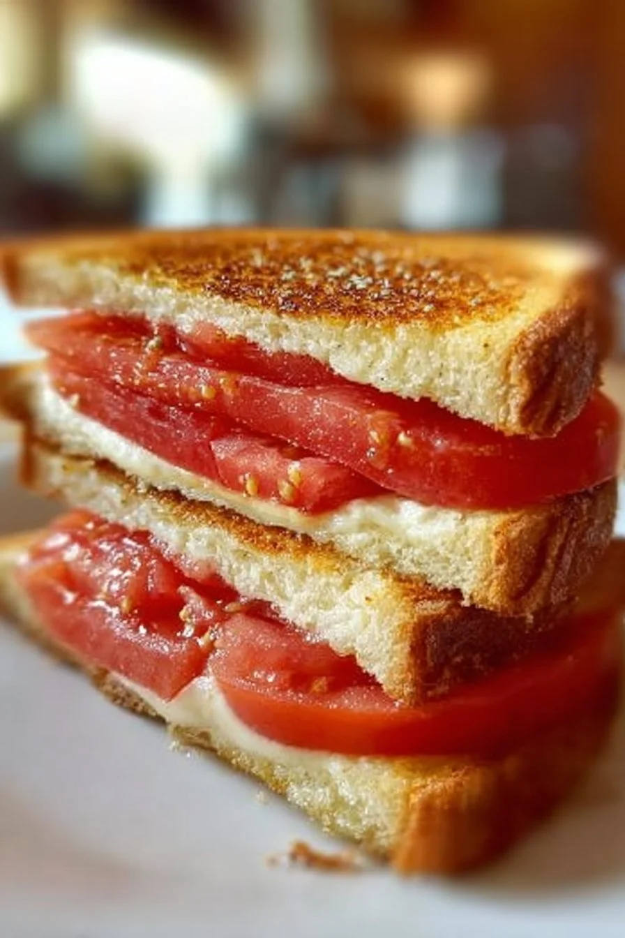 Deliciously simple tomato sandwich with fresh ingredients
