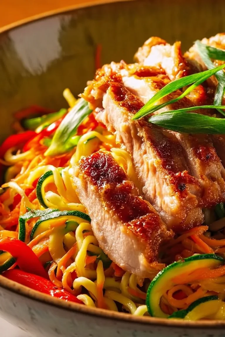 Easy Bang Bang Chicken Noodle Bowl with vibrant veggies and spicy sauce