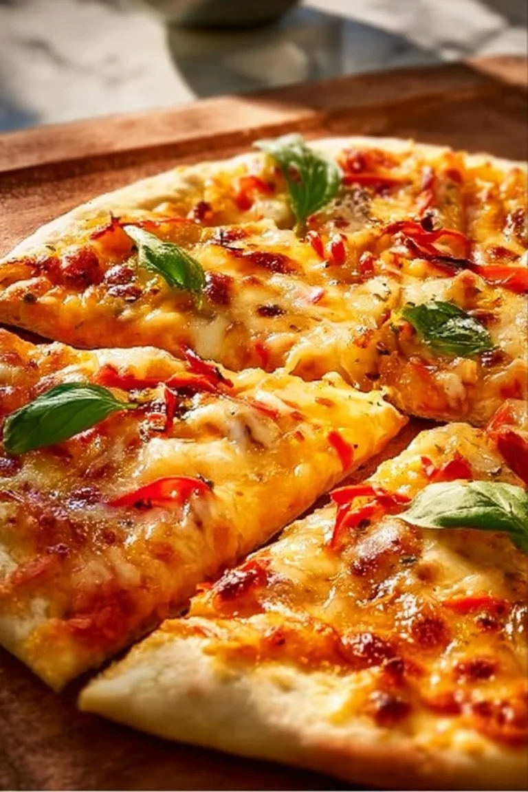 Homemade naan pizza topped with fresh ingredients and herbs