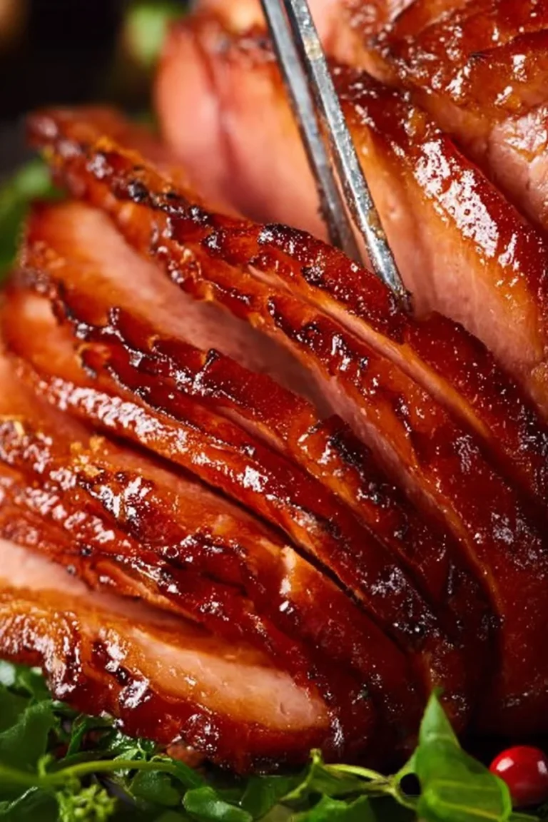 Delicious glazed ham ready to be served for a festive dinner