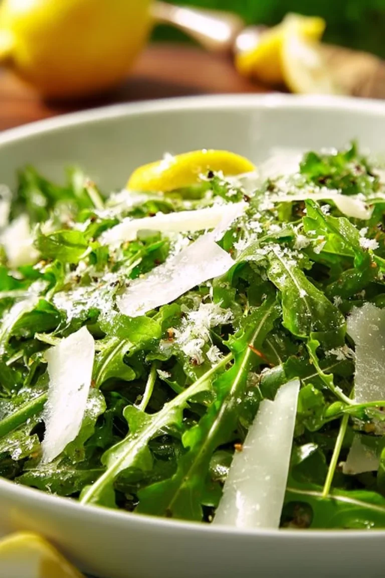 Fresh homemade Easter arugula salad with colorful vegetables and dressing