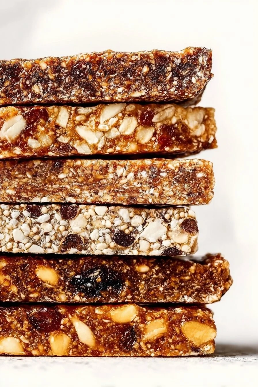 Homemade Larabars made with nuts and dates for a healthy snack option