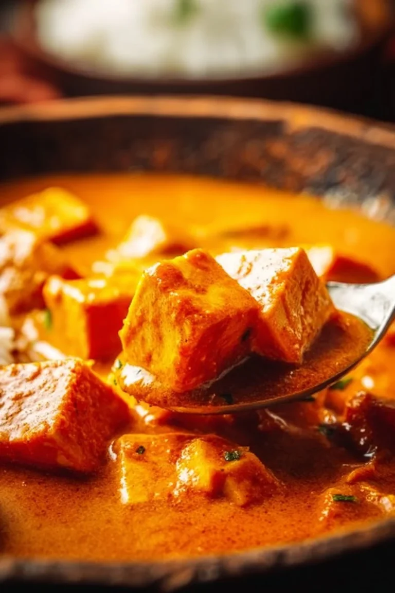 Indian-inspired tofu curry with spices and vegetables in a bowl
