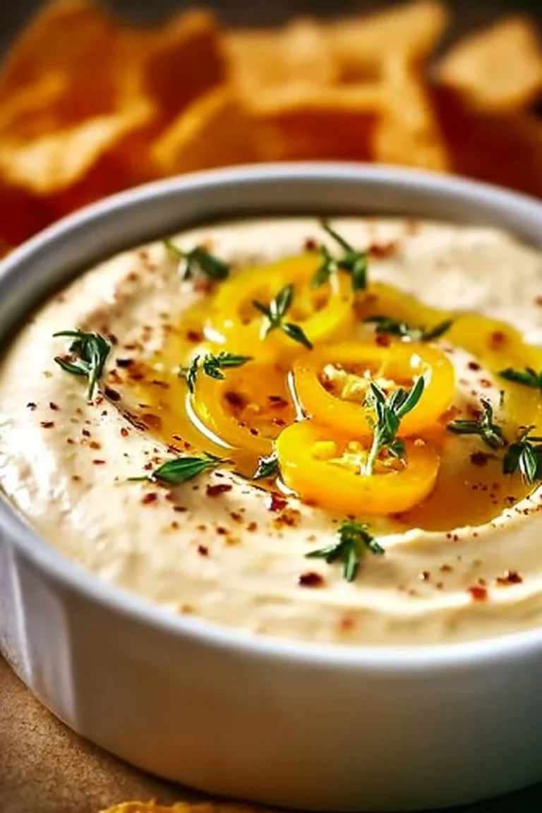 Irresistible hot honey cream cheese dip served in a bowl with crackers